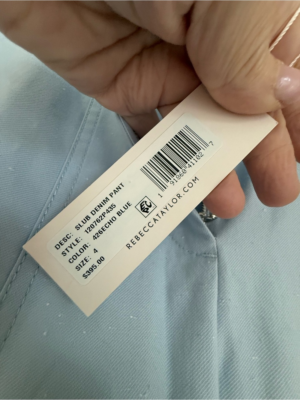 NWT | Rebecca Taylor Slub Denim High Rise Pant | Echo Blue | Sz 4 - Picture 7 of 15